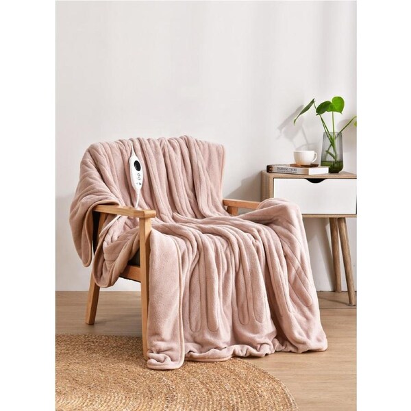 Jason Plain Plush Heated Throw - Rose