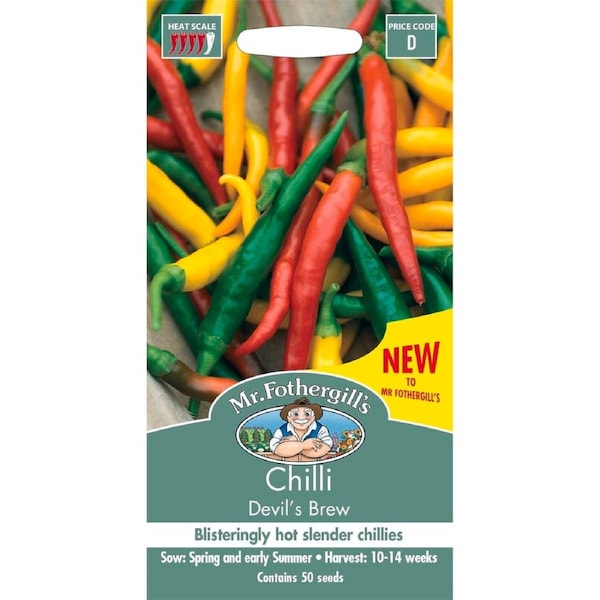 Mr Fothergill's Chilli Devils Brew Seeds, Super Hot Multi-Colour Chillies for Pots & Gardens