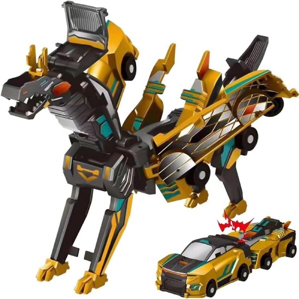 HOLALA Collision Transforming Dinosaur Car Toy 2 Magnetic Cars Deformation Robot Dino Car for Kid-Gold