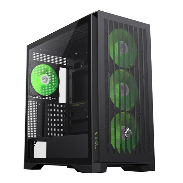 GameMax Leader2 Black E-ATX Gaming Case - 4x ARGB Fans Pre-installed, High Airflow Full Size Chassis, Tempered Glass Window