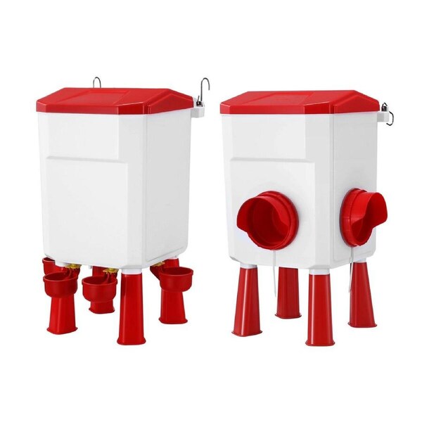 Auto Chicken Bird Feeder Waterer Set 8KG Food 7L Water Dispenser Automatic Feeding Poultry Duck Chook Coop Fence Drinker Cup Gravity Drinking System