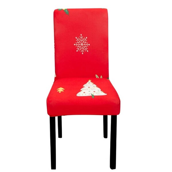 Anyseat Chair Cover Bright Red White Christmas Tree Design with Anti-Dirt and Elastic Material for Dining Room Kitchen Wedding Hotel Banquet Restaurant