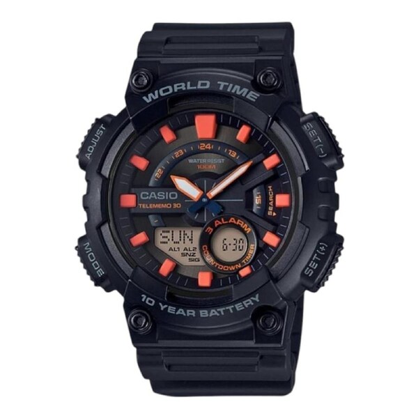 Casio AEQ-110W-1A2V Mens Watch Black Resin Band Analog Digital 100M World