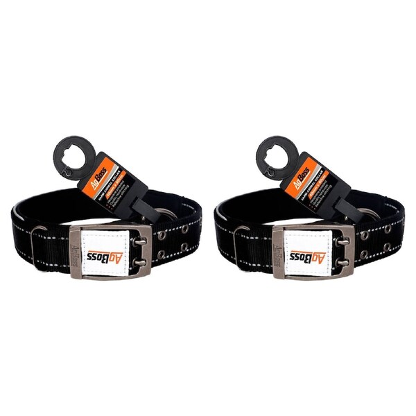 AgBoss 2 Pack 40mm x 60cm Dog Collar - Black - 500928