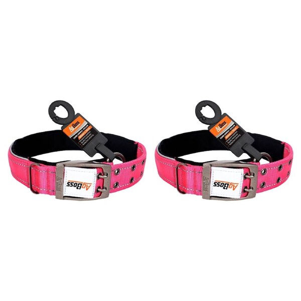 AgBoss 2 Pack 40mm x 70cm Dog Collar - Hot Pink - 500948