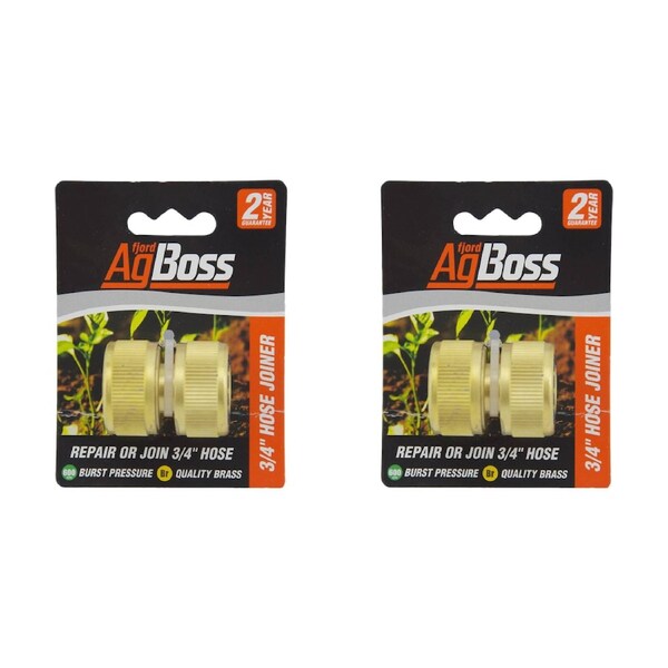 AgBoss 2 Pack 3/4" Brass Hose Joiner Fitting - AB5536