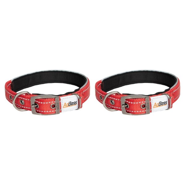 AgBoss 2 Pack 25mm x 55cm Dog Collar - Red - 500902
