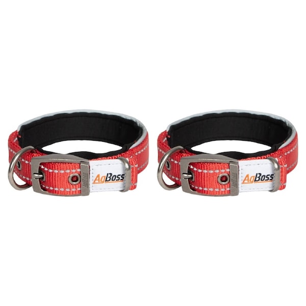 AgBoss 2 Pack 25mm x 45cm Dog Collar - Red - 500898
