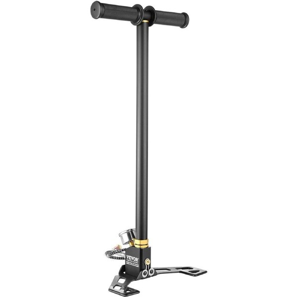 PCP Hand Pump, 3 Stage, 30Mpa 4500 PSI High Pressure PCP Air Rifile Filling Stirrup Pump with Oil-Moisture Filter Pressure Gauge, Stainless Steel for Airguns Scuba Tank Paintball Filling Tire