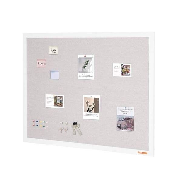 48"x36" White Cork Board with Linen Surface - Stylish Wall-Mounted Bulletin Board for Home, School, Office - Elegant & Functional Noticeboard