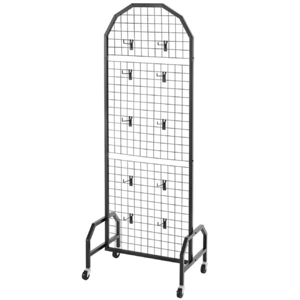 2 Packs Grid Wall Panels, 600 x 1640mm Wire Grid Panels Display Rack, Movable Art Display Shelf with Wheels and 20 Hooks, Black Carbon Steel Gridwall for Craft Show, Decor, Storage, Notice Board