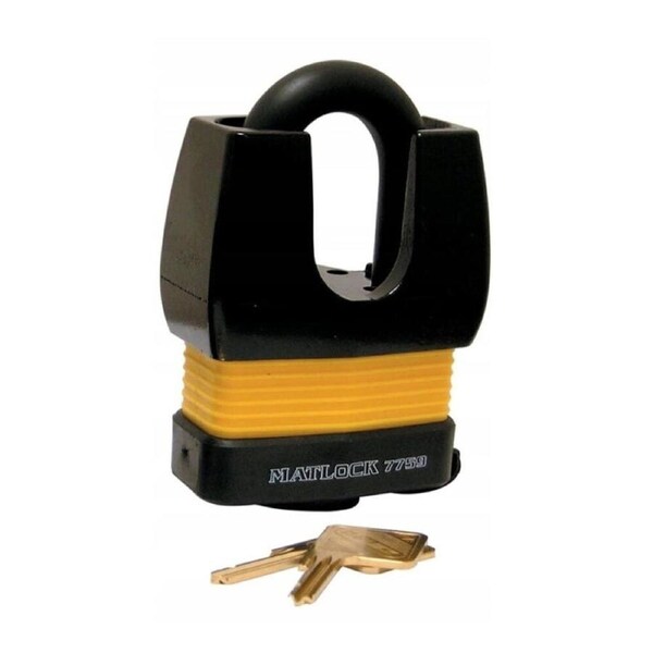 MATLOCK 75mm Keyed Anti Theft Waterproof Padlock - Black - Yellow - MTL9507759K