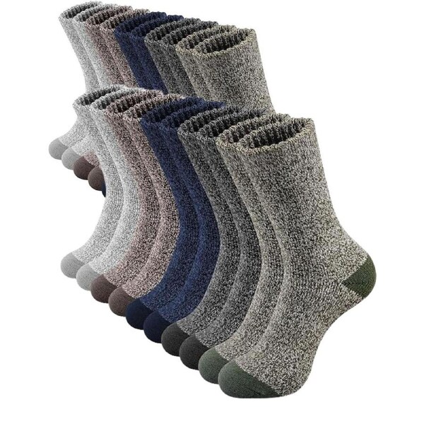 12 Pairs Heavy Duty Wool Blend Work Socks Extra Thick Cushion in Assorted Colours 2-8