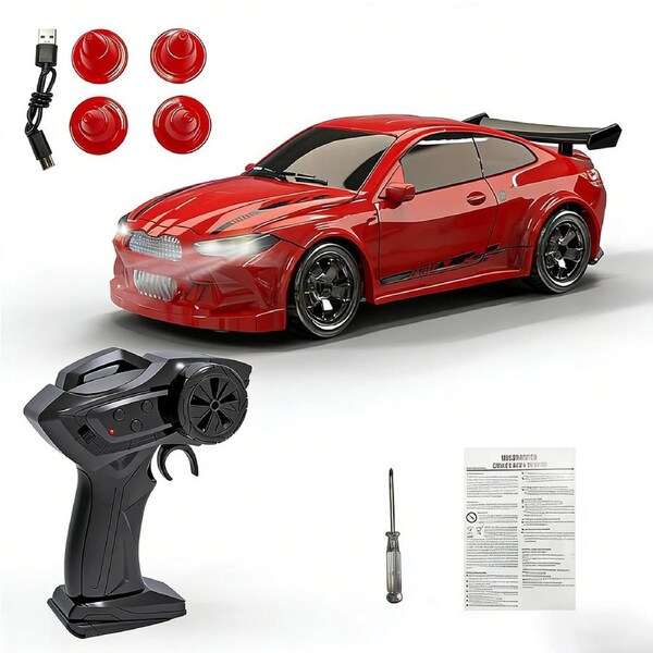 HOLALA 1/64 Mini 4WD Remote Control Drift Car Racing Car for Kids Adults Gift Toys-Red