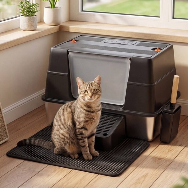 Pawz Cat Litter Box Stainless Steel Large Enclosed Odor Defensive High Sided