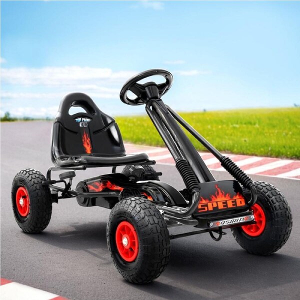 Rigo Kids Ride On Car Toys Pedal Go Kart Racing Bike Rubber Tyre Adjustable Black