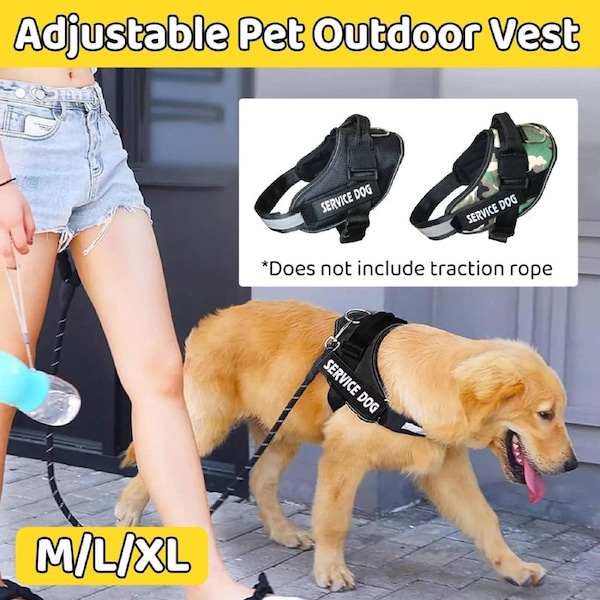 Adjustable Dog Vest Harness for Small Medium Dogs - Comfortable No Pull Design - Black - XL