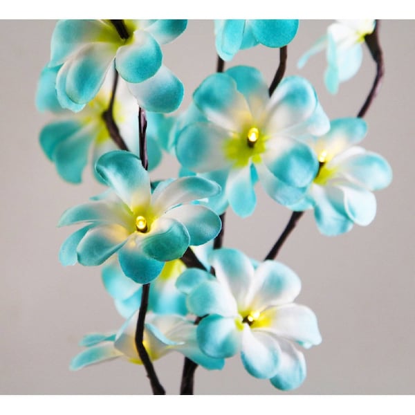 Blue Frangipani Stem Fairy Lights 50cm H 20 LED Battery Operated Table Centrepiece