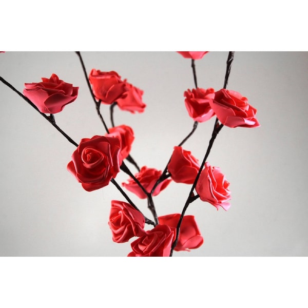 Red Rose Stem Fairy Lights 50cm H 20 LED Battery Operated Table Centrepiece