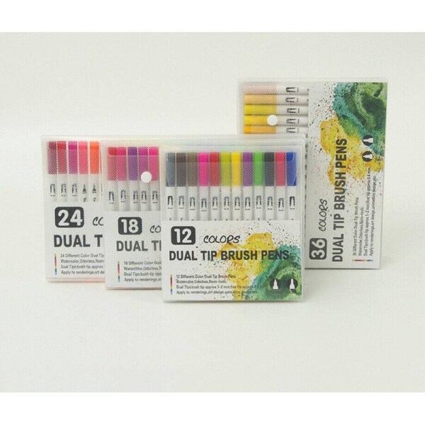 Watercolor Brush Pen Set 12-120 Colours, Dual Tip Flexible Markers