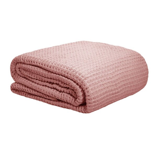 Cotton Waffle Blanket Dusty Pink Queen - 300GSM, Soft Touch, Machine Washable
