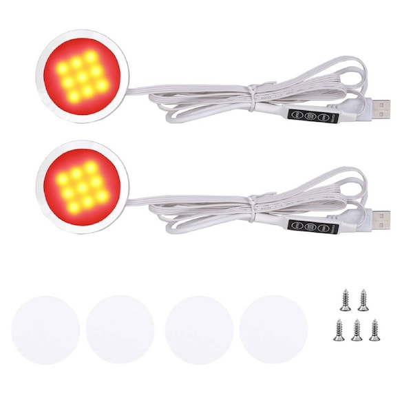 RGB Under Cabinet Puck Lights Kit, Color Changing LED, Aluminum, 2 PCS