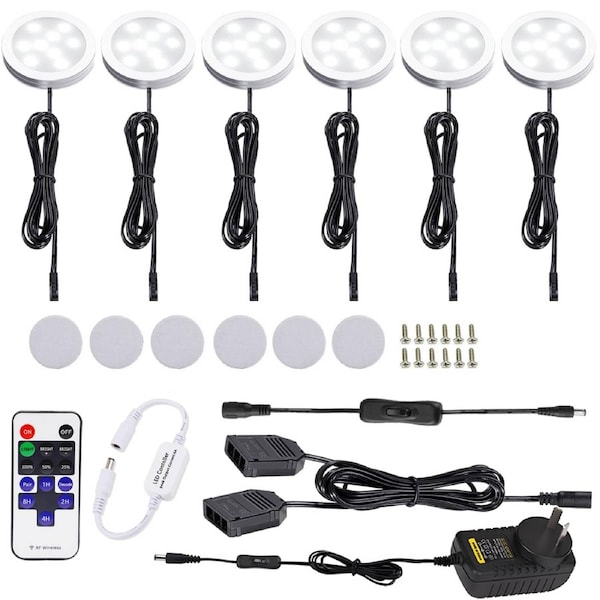 Energy Efficient Dimmable Under Counter Kitchen Lights, 12W, 6 Lights, Daylight White