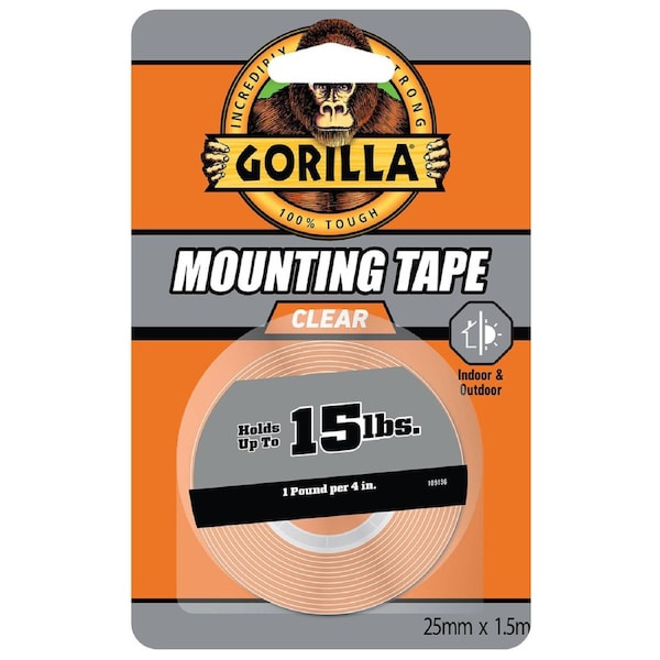 Gorilla 1.5m Clear Double Sided Mounting Tape