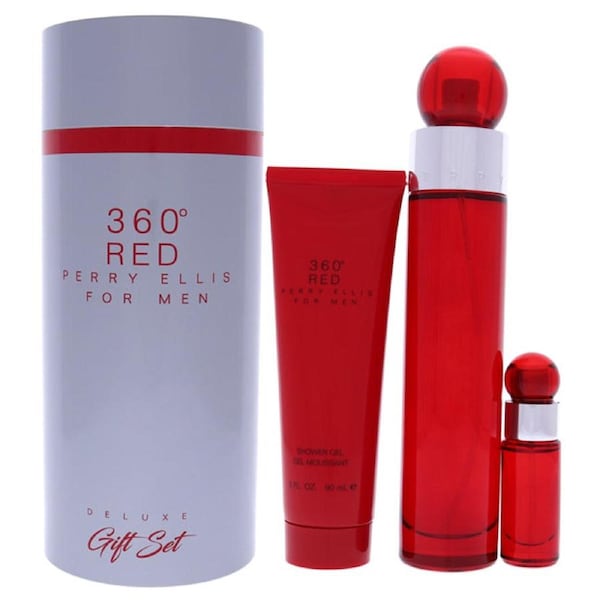 Perry Ellis 360 Red by Perry Ellis for Men - 3 Pc Gift Set 3.4oz EDT Spray, 7.5ml EDT Mini Spray, 3oz Shower Gel 3 Pc Gift Set