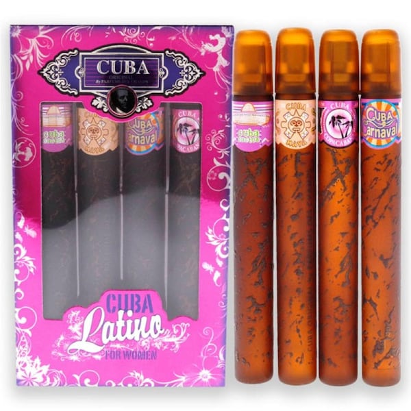 Cuba Latina by Cuba for Women - 4 Pc Gift Set 1.17oz Cuba Copacabana EDP Spray, 1.17oz Cuba Maya EDP Spray, 1.17oz Cuba Carnaval EDP Spray, 1.17oz Cuba Cactus EDP Spray 4 Pc Gift Set