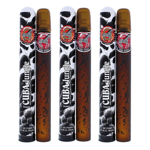 Cuba Jungle Zebra by Cuba for Women - 1.17 oz EDP Spray - Pack of 3 1.17 oz