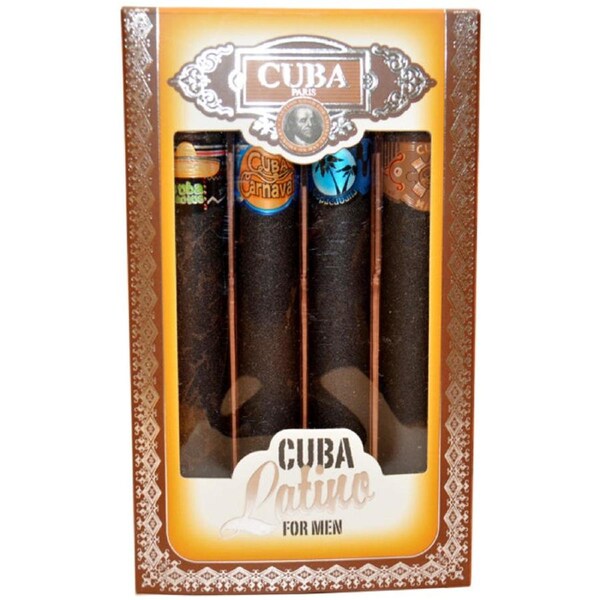 Cuba Latino Collection by Cuba for Men - 4 Pc Gift Set 1.17oz Cuba Copacabana EDT Spray, 1.17oz Cuba Maya EDT Spray, 1.17oz Cuba Carnaval EDT Spray, 1.17oz Cuba Cactus EDT Spray 4 Pc Mini Gift Set