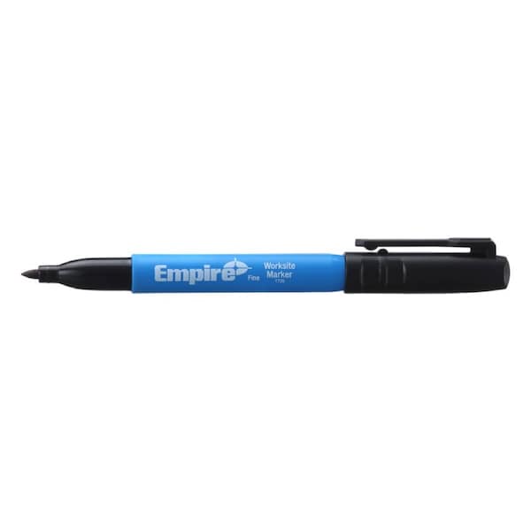 Empire 132mm Black Fine Tip Worksite Marker Pen, Waterproof, Permanent Ink