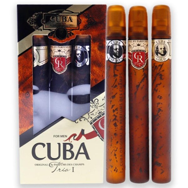 Cuba Trio 1 by Cuba for Men - 3 Pc Gift Set 1.17oz Cuba Gold EDT Spray, 1.17oz Cuba Royal EDT Spray, 1.17oz Cuba VIP EDT Spray 3 Pc Gift Set
