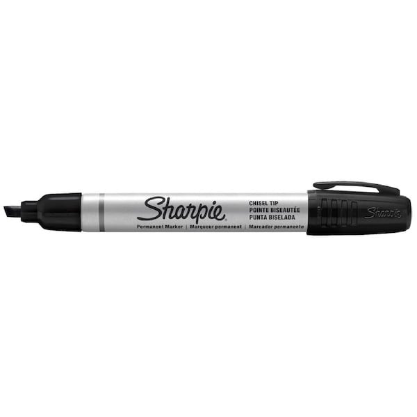 Sharpie Pro Black Chisel Tip Permanent Marker, Metal Body, Waterproof Ink