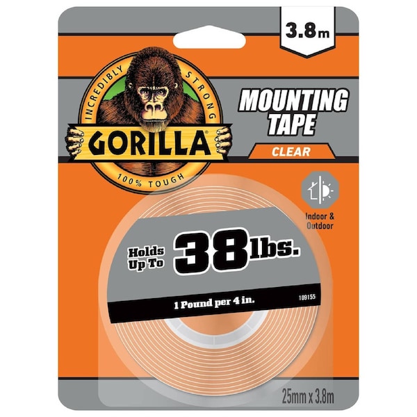 Gorilla 3.8m Clear Double Sided Mounting Tape