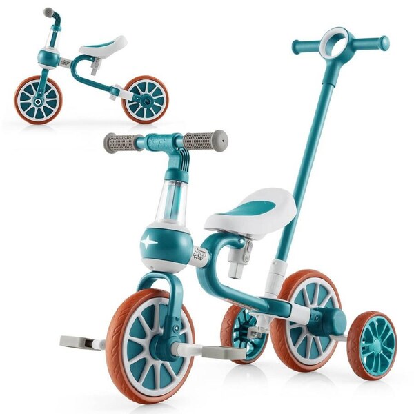 Giantex 4-in-1 Kids Bike w/Tricycle Balance Training Wheels & Push Handle Outdoor Riding Toy