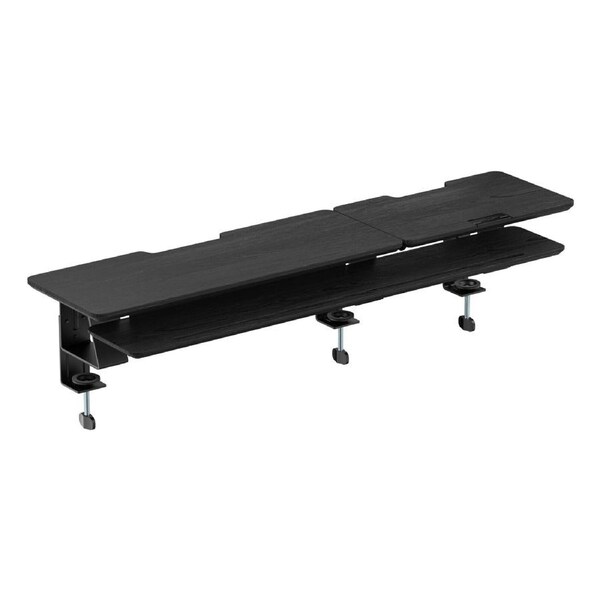 2-Tier Clamp On Monitor Stand Riser Desk Shelf w/ Laptop Height Adjuster in Matte Black