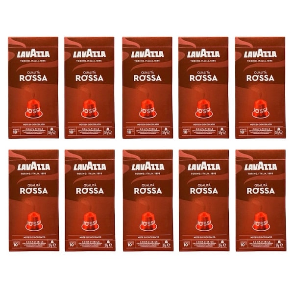 Lavazza Qualita Rossa Coffee Capsules Intensity 10/13 Medium Roast - 100 Pack (Compatible with Nespresso Original Machines)