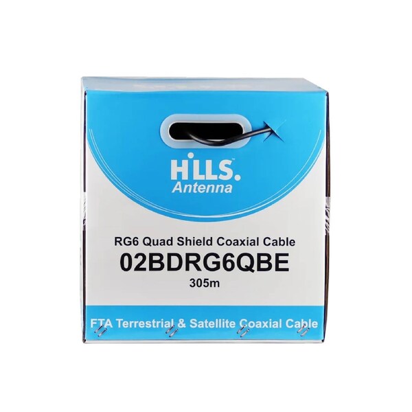 Hills Antenna 02BDRG6QBE RG6 Quad Shield Cable 305M Smart Reel (Box)