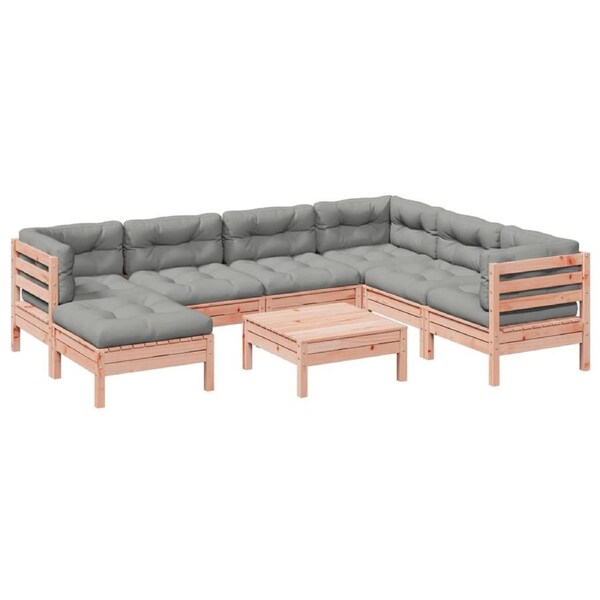 8 Piece Garden Sofa Set with Cushions Solid Wood Douglas Fir vidaXL
