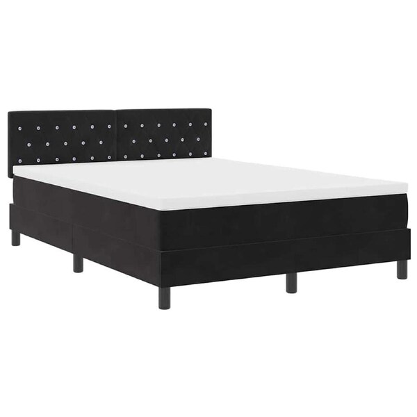 Box Spring Bed Black and White 152 x 203 cm Velvet vidaXL