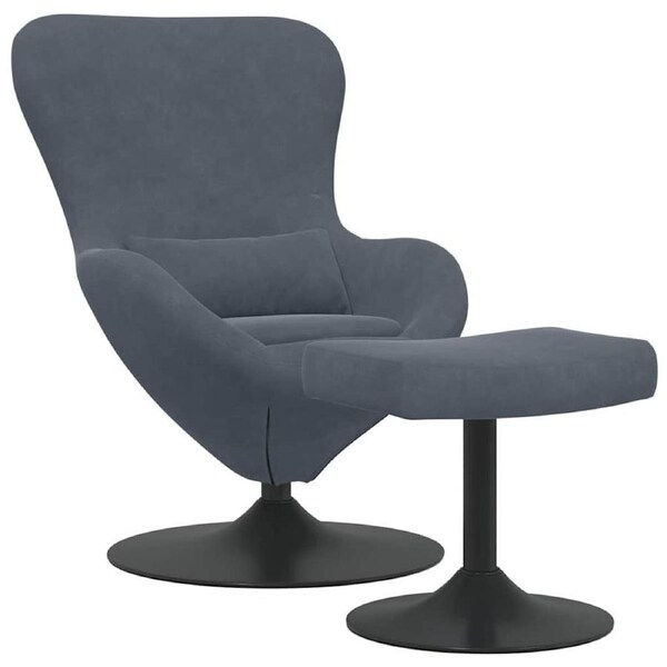 Egg Chair with Footstool Dark Grey Velvet vidaXL
