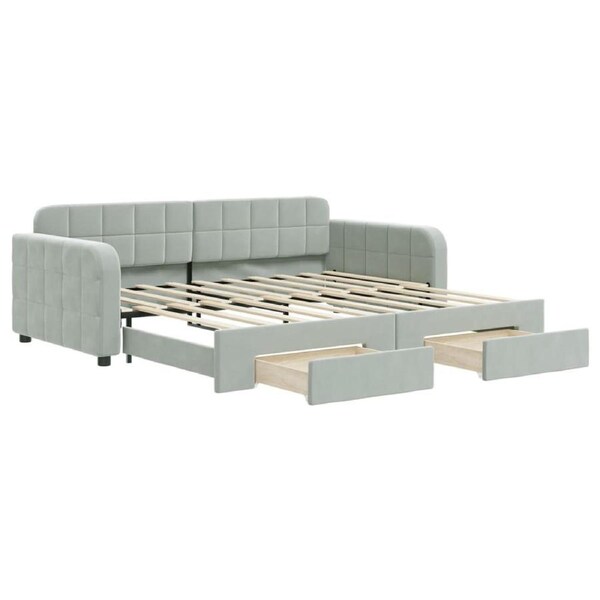 Daybed with Trundle&Drawers without Mattress Light Grey 90x190 cm vidaXL