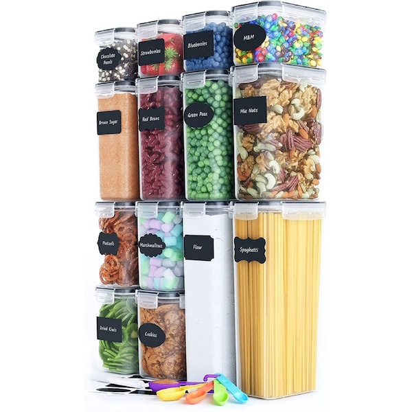 14 Pieces Airtight Food Storage Containers, BPA Free, Easy Lock Lids, Labels