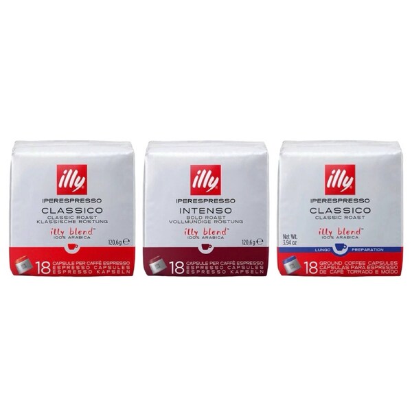 Illy iPerespresso Capsules Variety Pack 54 Pack (Classico, Intenso, Lungo - 3 x 18)