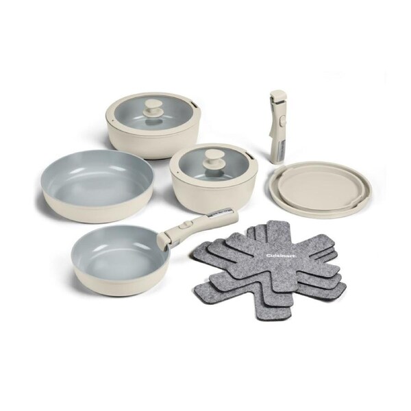 13pc Cuisinart Nonstick Detachable Handle Kitchen Cookware Set Ceramic