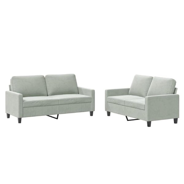 2 Piece Sofa Set with Cushions Light Grey Velvet vidaXL