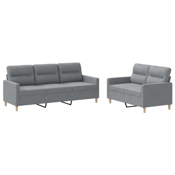 2 Piece Sofa Set with Cushions Light Grey Fabric vidaXL