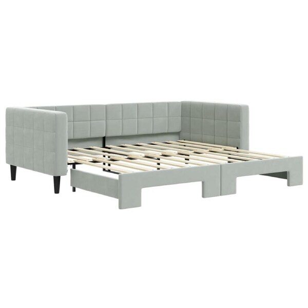 Daybed with Trundle without Mattress Light Grey 90x190 cm vidaXL